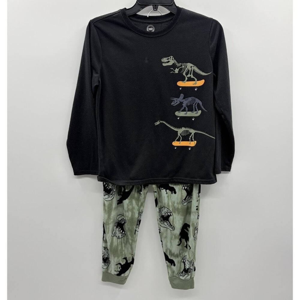 Wonder Nation Youth Boys Husky Large 10/12 Dinosaur 2 Piece Fleece Pajama Set